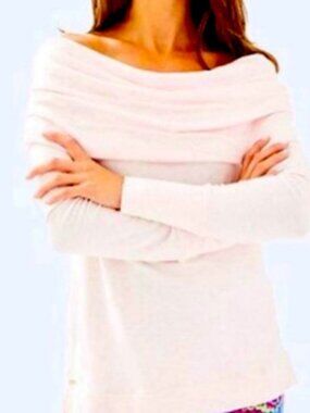 Lilly Pulitzer Belinda Soft Knit Top  Heathered Paradise Pink Sz L CozyChic